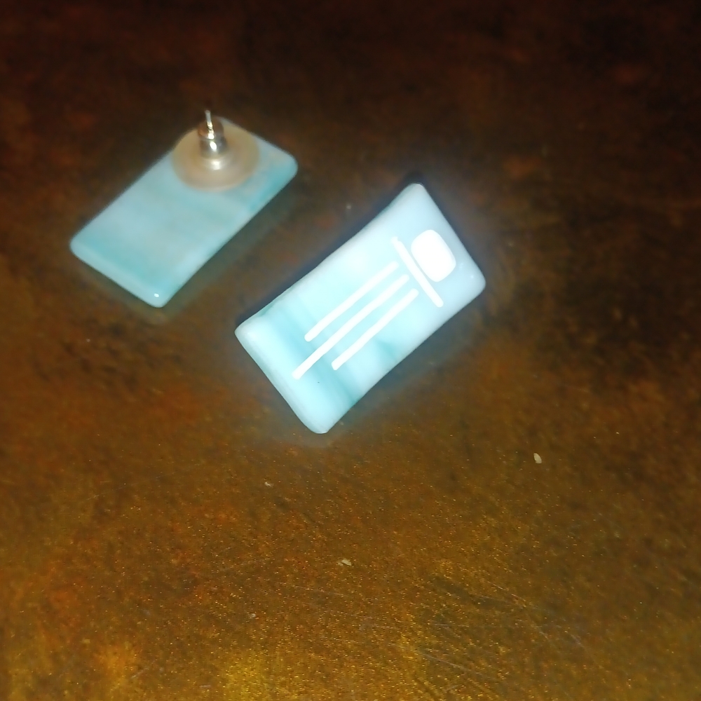 Blue Rectangular Earrings - image 1